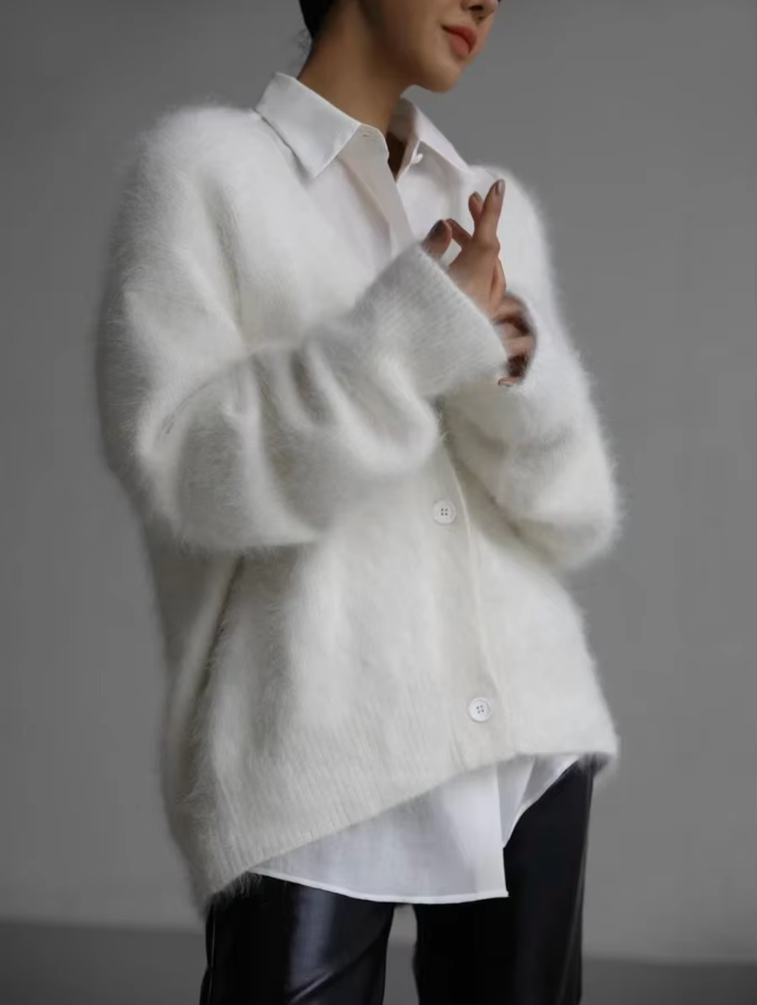 |LUNA| Oversized Fluffy Mohair Cardigan