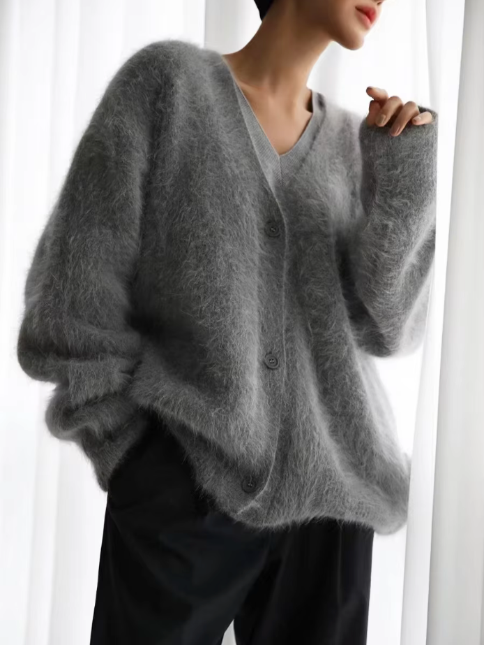 |LUNA| Oversized Fluffy Mohair Cardigan